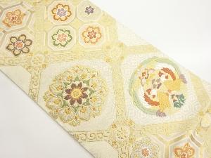 唐織蜀江文に向かい鳳凰・華文模様織出し全通袋帯